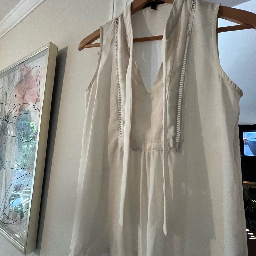 Ann Taylor Cream Sleeveless Blouse